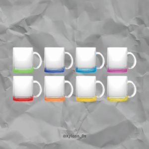 Tazas de vidrio 11oz transparente fondo de color